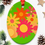 Groovy Mod Floral Oval Ornament (Two Sides)