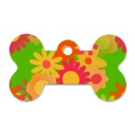 Groovy Mod Floral Dog Tag Bone (One Side)