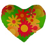 Groovy Mod Floral Large 19  Premium Heart Shape Cushion