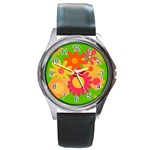 Groovy Mod Floral Round Metal Watch