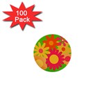 Groovy Mod Floral 1  Mini Button (100 pack) 