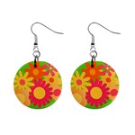 Groovy Mod Floral 1  Button Earrings