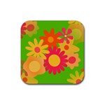 Groovy Mod Floral Rubber Coaster (Square)