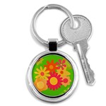 Groovy Mod Floral Key Chain (Round)