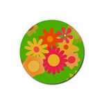 Groovy Mod Floral Rubber Coaster (Round)