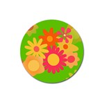 Groovy Mod Floral Magnet 3  (Round)