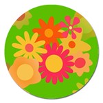 Groovy Mod Floral Magnet 5  (Round)