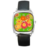 Groovy Mod Floral Square Metal Watch