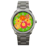 Groovy Mod Floral Sport Metal Watch