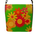 Groovy Mod Floral Flap Closure Messenger Bag (L)