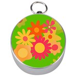 Groovy Mod Floral Silver Compass