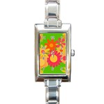 Groovy Mod Floral Rectangle Italian Charm Watch