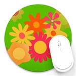 Groovy Mod Floral Round Mousepad