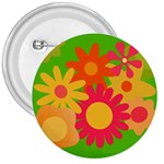 Groovy Mod Floral 3  Button