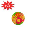 Groovy Mod Floral 1  Mini Magnet (10 pack) 