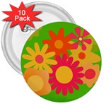 Groovy Mod Floral 3  Button (10 pack)