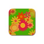 Groovy Mod Floral Rubber Square Coaster (4 pack)