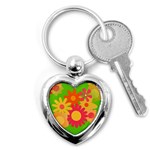 Groovy Mod Floral Key Chain (Heart)