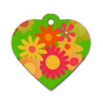 Groovy Mod Floral Dog Tag Heart (One Side)