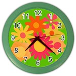 Groovy Mod Floral Color Wall Clock