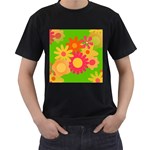 Groovy Mod Floral Men s T-Shirt (Black)