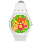 Groovy Mod Floral Round Plastic Sport Watch (M)