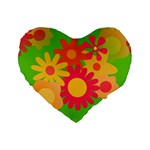 Groovy Mod Floral Standard 16  Premium Heart Shape Cushion 