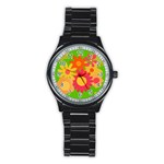 Groovy Mod Floral Stainless Steel Round Watch