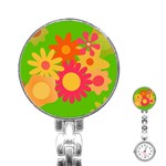 Groovy Mod Floral Stainless Steel Nurses Watch