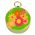 Groovy Mod Floral Gold Compass