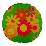 Groovy Mod Floral Large 18  Premium Flano Round Cushion 