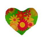 Groovy Mod Floral Standard 16  Premium Flano Heart Shape Cushion 