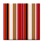 Red stripes ceramic wall tile / Tile Coaster / Tile trivet