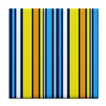 Yellow blue stripes ceramic wall tile / Tile Coaster / Tile trivet