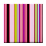 Pink stripes ceramic wall tile / Tile Coaster / Tile trivet