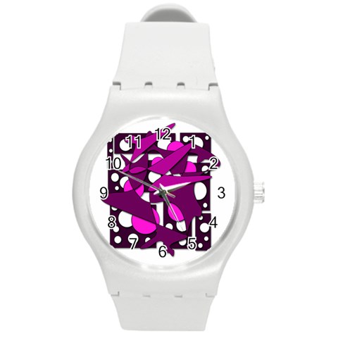 Something purple Round Plastic Sport Watch (M) from ArtsNow.com Front