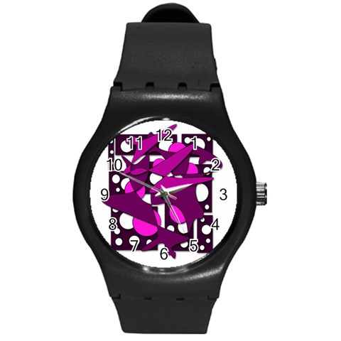 Something purple Round Plastic Sport Watch (M) from ArtsNow.com Front