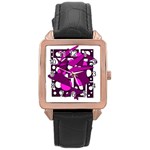 Something purple Rose Gold Leather Watch 