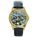 Blue Forget-me-not flowers Round Gold Metal Watch