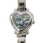 Little Blue Forget-me-not flowers Heart Italian Charm Watch