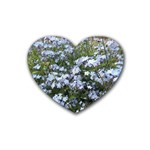 Little Blue Forget-me-not flowers Rubber Coaster (Heart) 