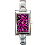 pink zebra  Rectangle Italian Charm Watch