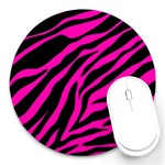 pink zebra  Round Mousepad