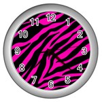 pink zebra  Wall Clock (Silver)