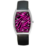 pink zebra  Barrel Style Metal Watch