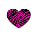 pink zebra  Rubber Heart Coaster (4 pack)