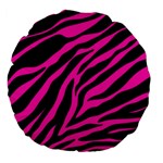 pink zebra  Large 18  Premium Flano Round Cushion 