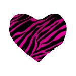 pink zebra  Standard 16  Premium Flano Heart Shape Cushion 