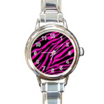 pink zebra  Round Italian Charm Watch