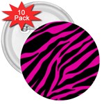 pink zebra  3  Button (10 pack)